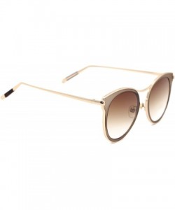 Round Gold-plated Womens Sunglasses Cat Eye Mirrored Metal Frame Flat Lenses - E - CS182IO5DT9 $15.59