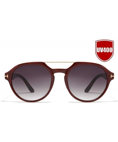 Round Vintage Round Aviator Sunglasses for Men Women Double Bridge Frame UV400 Protection S1000A - C518ZXSXELD $14.83