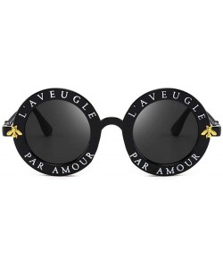 Oversized Retro Round Sunglasses Women Brand Designer English Letters Bee Black Gray - Black Silver - CY18YZRIA7Y $9.99