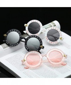 Oversized Retro Round Sunglasses Women Brand Designer English Letters Bee Black Gray - Black Silver - CY18YZRIA7Y $9.99