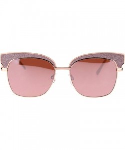 Square Glitter Top Sunglasses Womens Square Fashion Shades Metal Frame UV 400 - Gold Pink (Pink/Light Mirror) - C618WZUY29M $...