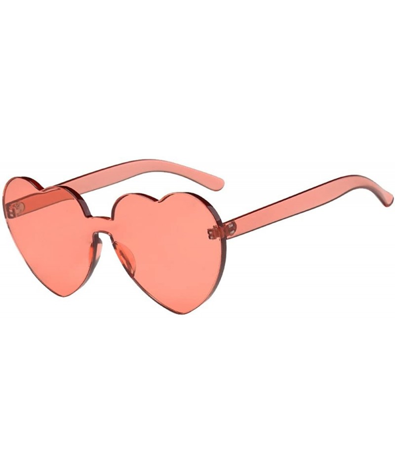 Sport Heart Shape Rimless Sunglasses Transparent Candy Color Eyewear Resin Lens Sunglasses - E - CZ1908N3HOE $10.29