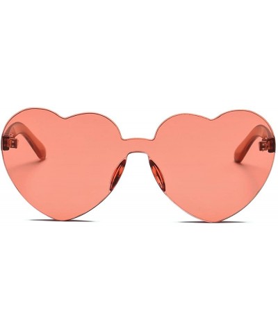 Sport Heart Shape Rimless Sunglasses Transparent Candy Color Eyewear Resin Lens Sunglasses - E - CZ1908N3HOE $10.29