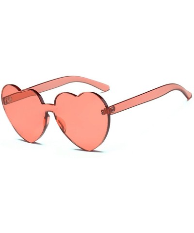 Sport Heart Shape Rimless Sunglasses Transparent Candy Color Eyewear Resin Lens Sunglasses - E - CZ1908N3HOE $10.29