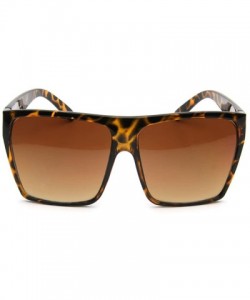 Square Large Oversize Flat Top Metal Temple Accent Square Sunglasses - Brown Tortoise - CC18EQ9CAYA $9.31