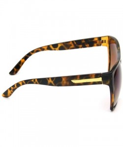 Square Large Oversize Flat Top Metal Temple Accent Square Sunglasses - Brown Tortoise - CC18EQ9CAYA $9.31