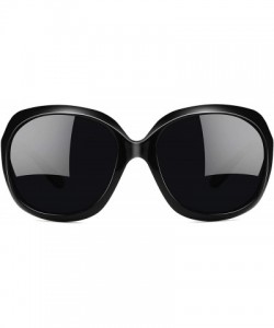 Cat Eye Polarized Sunglasses for Women Vintage Big Frame Sun Glasses Ladies Shades - Fashion Black - C018SCW047S $13.09