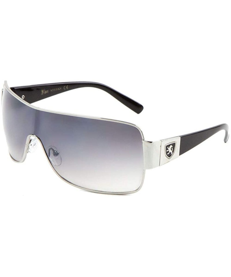 Shield Squared Curved One Piece Shield Lens Sunglasses - Smoke Silver - CY199D62U2A $17.20