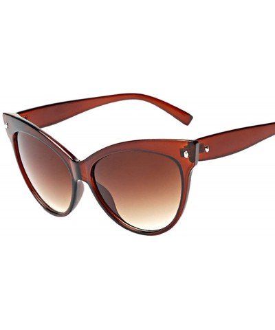 Sport Cat Eye Sunglasses For Women - Retro Mirror Lens Glasses - B - C318O9UW2QX $10.52