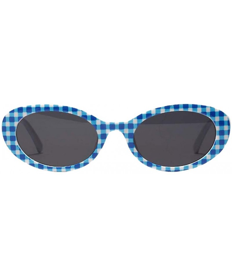 Goggle Retro Sunglasses Female Thick Frame Printed Clout Goggles Eyewear - Plaid - CR199AZIHWQ $12.23