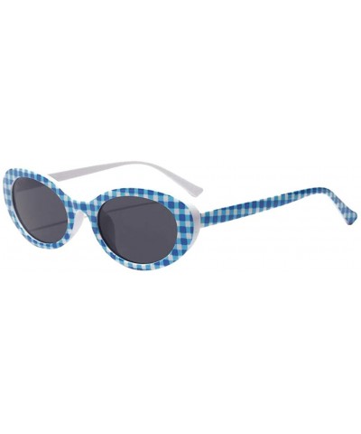 Goggle Retro Sunglasses Female Thick Frame Printed Clout Goggles Eyewear - Plaid - CR199AZIHWQ $12.23