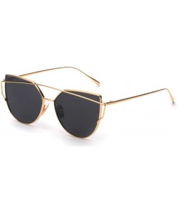 Cat Eye Hot Sale! Fashion Women Glasses-Classic Metal Frame Mirror Twin-Beams Cat Eye UV Protection Sunglasses (Gold) - CJ18Q...