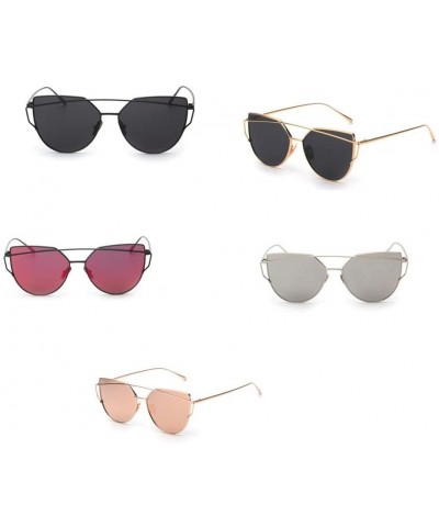 Cat Eye Hot Sale! Fashion Women Glasses-Classic Metal Frame Mirror Twin-Beams Cat Eye UV Protection Sunglasses (Gold) - CJ18Q...