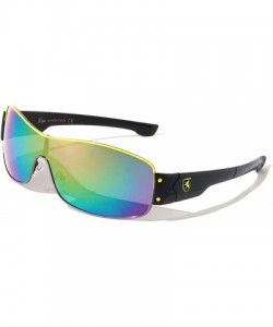 Sport Sports Color Mirror Wide One Piece Lens Shield Sunglasses - Yellow - CB199CDHLL4 $21.14