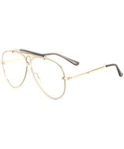 Aviator Classic Outdoorsman Floating Flat Lens Aviator Sunglasses w/Brow Bar - Gold Metallic Frame - C918XDDUXQ4 $11.47