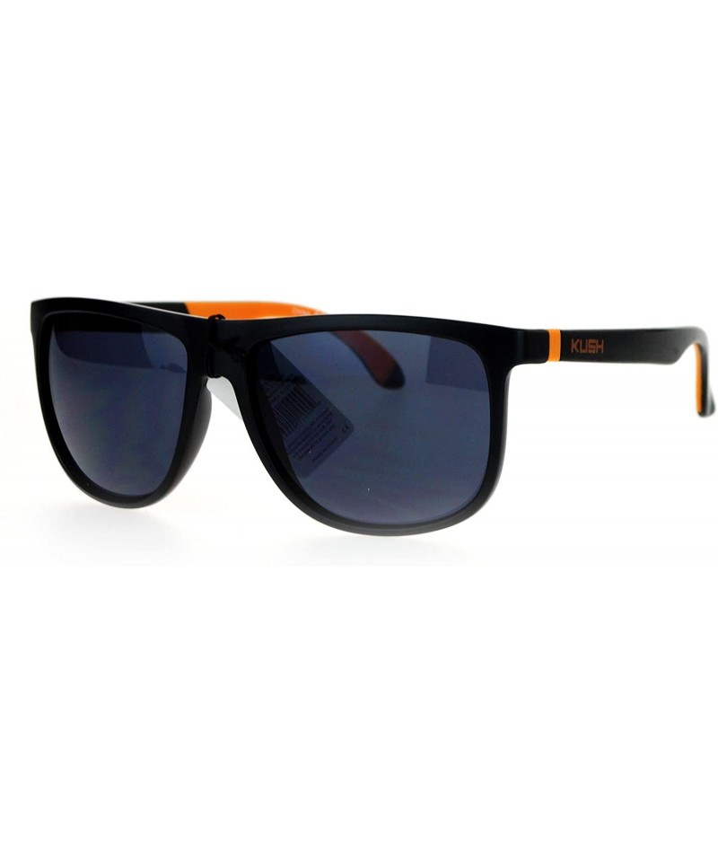 Wayfarer Matte Soft Rubber Arm Thin Plastic Horned Mens Sunglasses - Orange - C512DST6DDT $9.23