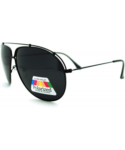 Aviator Polarized Sunglasses Unique Arched Top Aviators Thin Lite Metal Frame - Black - CG186I55SR4 $9.94