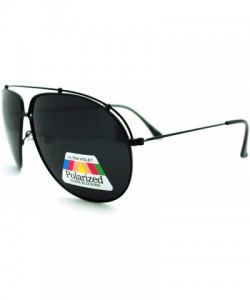 Aviator Polarized Sunglasses Unique Arched Top Aviators Thin Lite Metal Frame - Black - CG186I55SR4 $9.94