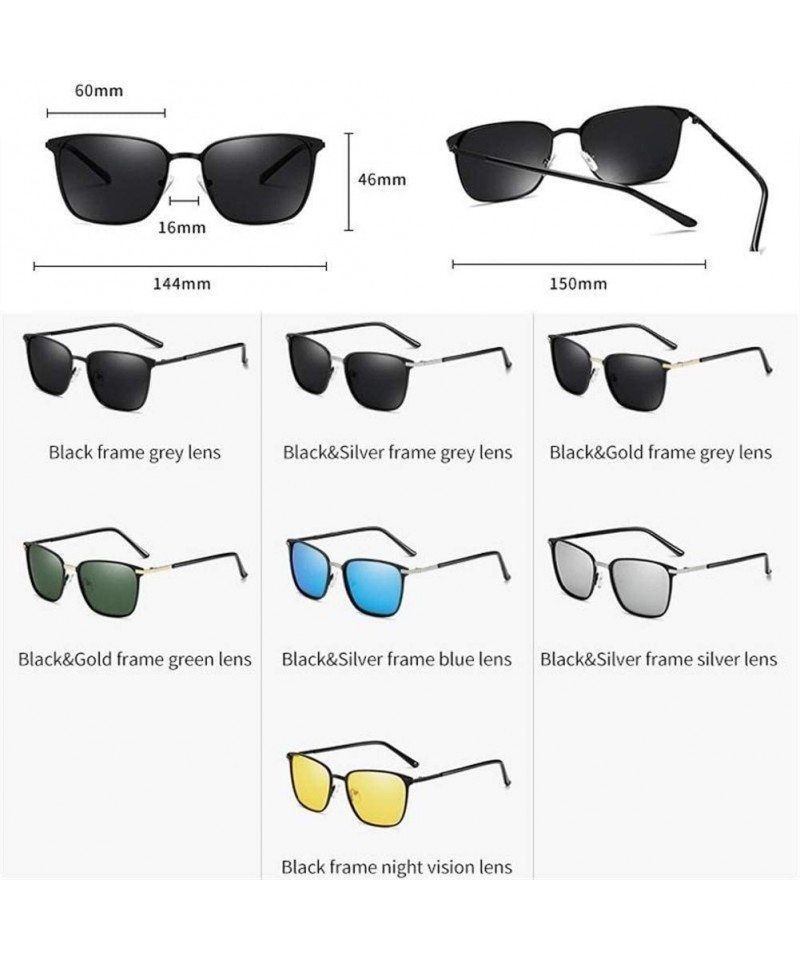 Men's Polarized Sunglasses Metal Square Sun Glasses Male Black Driving ...