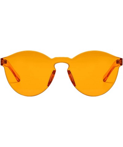 Round Rimless Tinted Sunglasses Transparent Candy Color Glasses - Orange - CK18Q9RGSED $12.03