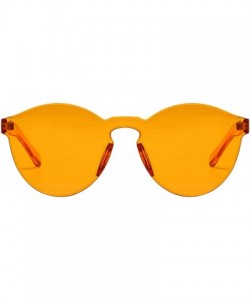 Round Rimless Tinted Sunglasses Transparent Candy Color Glasses - Orange - CK18Q9RGSED $12.03