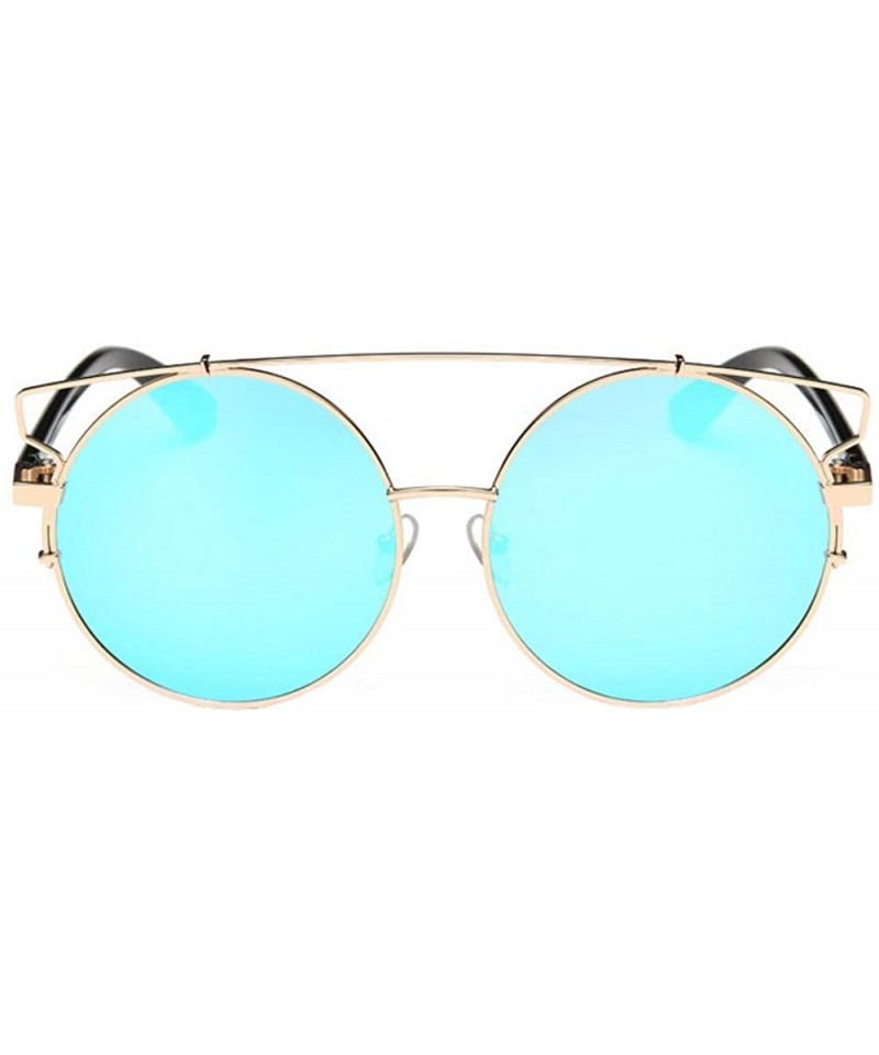 Round Women Men Vintage Round Metal Frame Glasses Unisex Fashion Mirror Lens Sunglasses - C - CI18SX7N4R5 $9.32