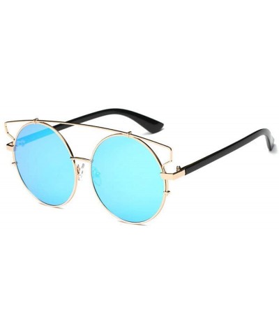 Round Women Men Vintage Round Metal Frame Glasses Unisex Fashion Mirror Lens Sunglasses - C - CI18SX7N4R5 $9.32