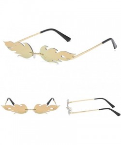 Rimless Women Vintage Sunglasses Fire Mirror Metal Rimless Sun Glasses for Men Narrow Eyewear - Pink Mirror - CY18WY7UL8N $8.20