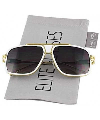 Oversized Designer Metal Frame Classic Retro Square Aviator Fashion Sunglasses For Men - CU18IN6X2TM $16.59