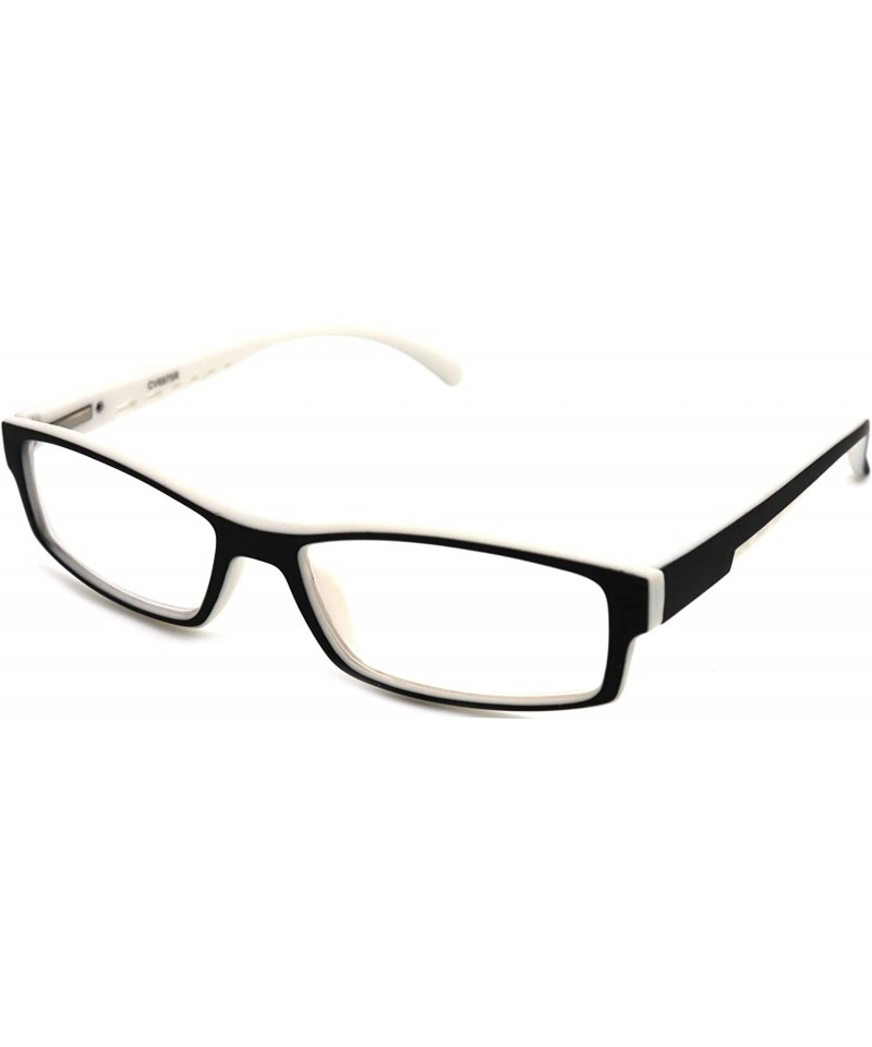 Rectangular Soft Matte Black w/ 2 Tone Reading Glasses Spring Hinge 0.74 Oz - R1 Matte Black Matte White - C318WY06DRT $18.77