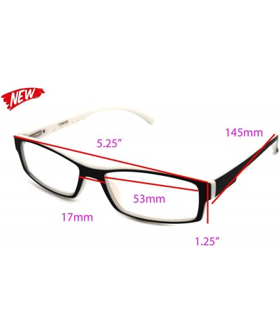 Rectangular Soft Matte Black w/ 2 Tone Reading Glasses Spring Hinge 0.74 Oz - R1 Matte Black Matte White - C318WY06DRT $18.77