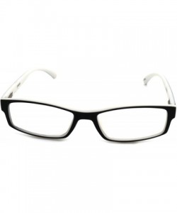 Rectangular Soft Matte Black w/ 2 Tone Reading Glasses Spring Hinge 0.74 Oz - R1 Matte Black Matte White - C318WY06DRT $18.77