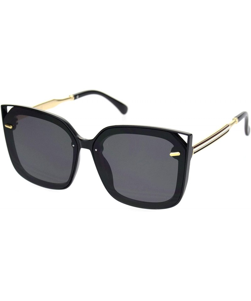 Butterfly Womens 90s Squared Rectangular Butterfly Plastic Sunglasses - All Black - C818NUWTW2N $12.52