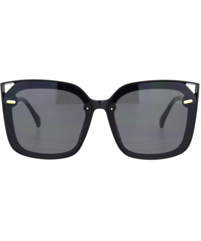 Butterfly Womens 90s Squared Rectangular Butterfly Plastic Sunglasses - All Black - C818NUWTW2N $12.52