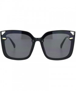 Butterfly Womens 90s Squared Rectangular Butterfly Plastic Sunglasses - All Black - C818NUWTW2N $12.52