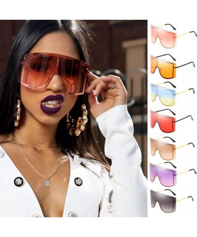 Round UV Protection Sunglasses for Women Men Rimless frame Rectangle Plastic Lens Metal Frame Sunglass - Multicolor - CR19034...