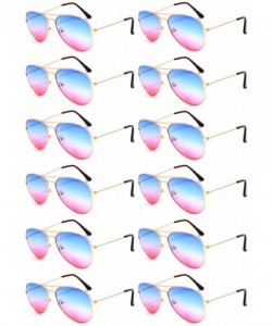 Aviator 12 Pieces Wholesale Aviator Sunglasses Two Tone Color Lens Gold Metal Frame - 064-blue-pink-12 Pairs - CE18LLDUZ5L $2...