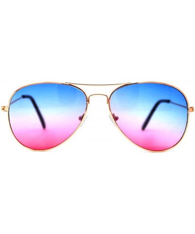 Aviator 12 Pieces Wholesale Aviator Sunglasses Two Tone Color Lens Gold Metal Frame - 064-blue-pink-12 Pairs - CE18LLDUZ5L $2...