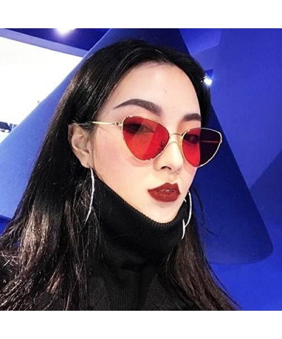 Oversized Womens Cat Eye Mod Metal Glasses Fashion Sunglasses - Gold / Red Lens - CM18557WGW5 $12.12