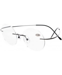 Rimless Titanium Rimless Round Reading Glasses Readers Black - CV1282LLKIL $18.48