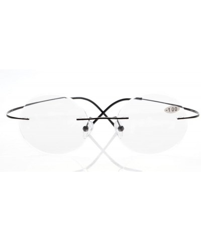 Rimless Titanium Rimless Round Reading Glasses Readers Black - CV1282LLKIL $18.48