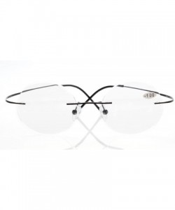 Rimless Titanium Rimless Round Reading Glasses Readers Black - CV1282LLKIL $18.48