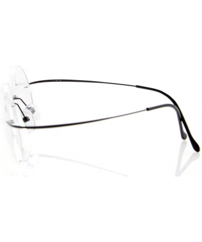 Rimless Titanium Rimless Round Reading Glasses Readers Black - CV1282LLKIL $18.48