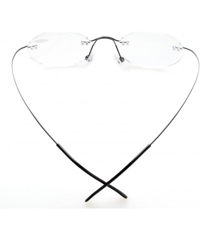 Rimless Titanium Rimless Round Reading Glasses Readers Black - CV1282LLKIL $18.48