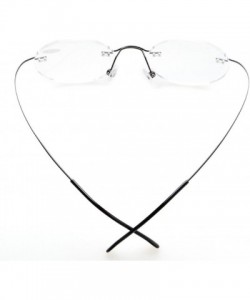 Rimless Titanium Rimless Round Reading Glasses Readers Black - CV1282LLKIL $18.48