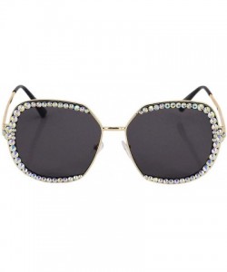 Oversized Sparkling Crystal Sunglasses UV Protection Rhinestone Sunglasses - Black - CP18XS6DC5D $17.50