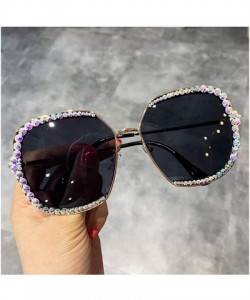 Oversized Sparkling Crystal Sunglasses UV Protection Rhinestone Sunglasses - Black - CP18XS6DC5D $17.50