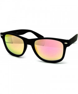 Aviator 97800 Premium Soft Horned Rim Matte Finish Mirror Revo Retro Sunglasses - Matte Black - CA183GWR8LZ $17.20