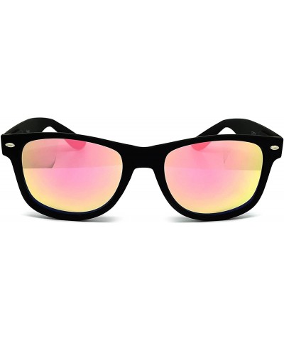 Aviator 97800 Premium Soft Horned Rim Matte Finish Mirror Revo Retro Sunglasses - Matte Black - CA183GWR8LZ $17.20