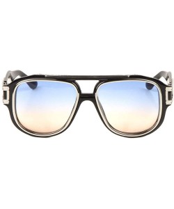 Goggle Gazelle Honcho Oversized XL Square Metal & Plastic Aviator Sunglasses - Glossy Black & Silver Frame - CK18HNU72LI $16.28